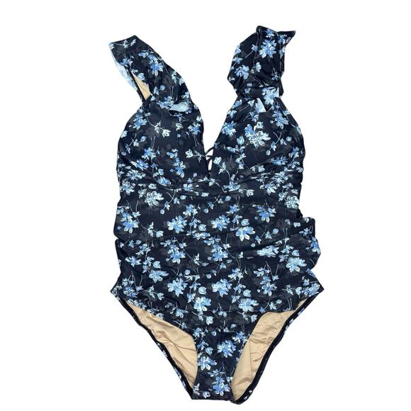 NWT A Pea In The Pod Ruffle Floral One Piece Maternity Swimsuit Size XS